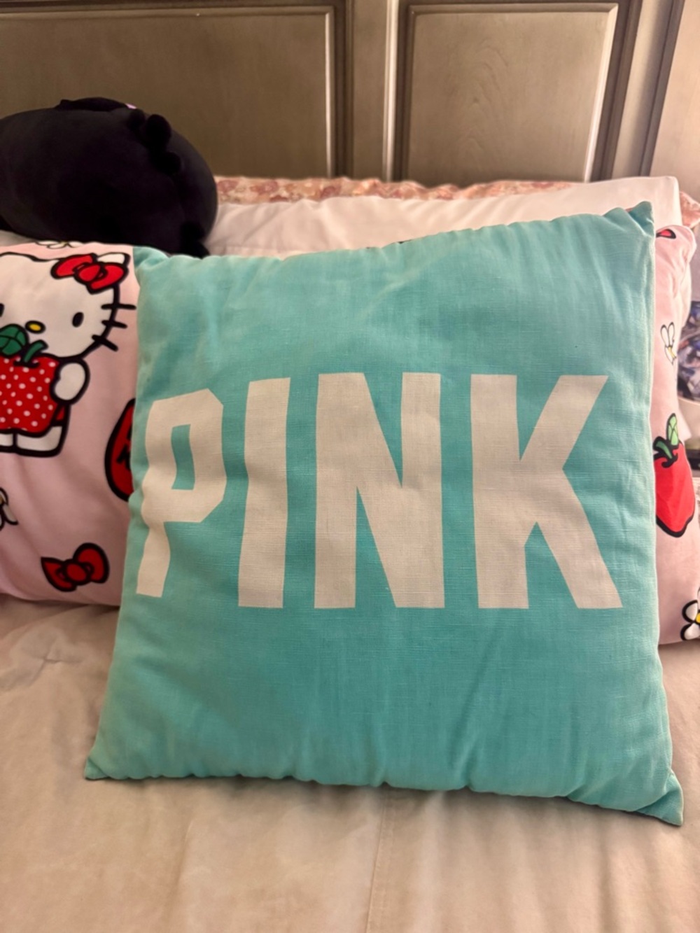 PINK Victoria's Secret vintage throw pillow Mint Blue/Floral